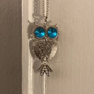 Brand New in Box Absolutely Gorgeous Infinity Slip On Blue Eyes Owl Necklace